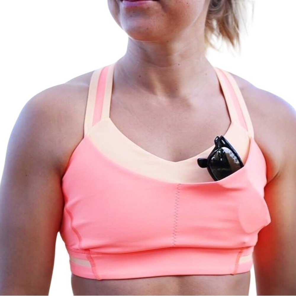 Lululemon Rack Pack Sports Bra Very Light Flare/Peach Fuzz Crisscross Size-4 EUC